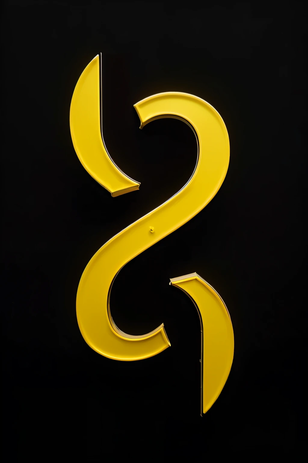 high quality, dark background, yellow colour the alphabet "U"