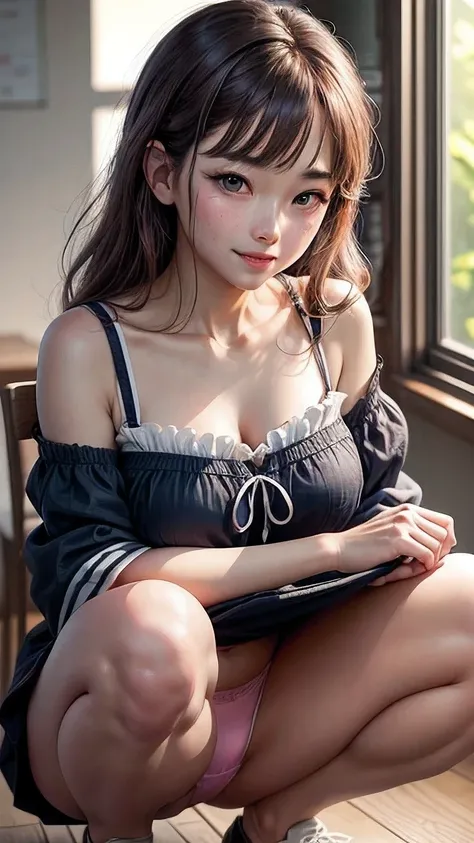 official art, unity 8k wallpaper, ultra detailed, beautiful and aesthetic, masterpiece, best quality, a beautiful Korean girl with delicate appearance, wearing a blue and white sailor student skirt, shoulders, waist, beautiful collarbone and upper circumfe...