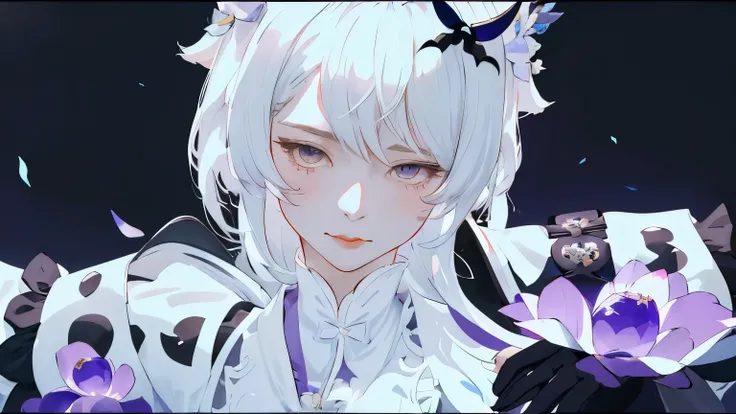 a close up of a girl in a white lolita outfit, No21 from punishing raven, beautiful princess, genshin impact character, delicate, genshin impact, heise jinyao, casimir art, genshin, loong, royal elegant pose, taisho roman, granblue fantasy