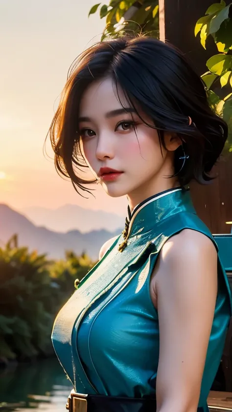 best quality, (original photo: 1.2), (masterpiece: 1.4), (actual: 1.4), (high resolution: 1.4), Chinese actress Guli Nazha, depth of field, intricate details, 8k, Very detailed, perfect lighting, epic background, big bust 1.3, The clothes are messy, shatte...