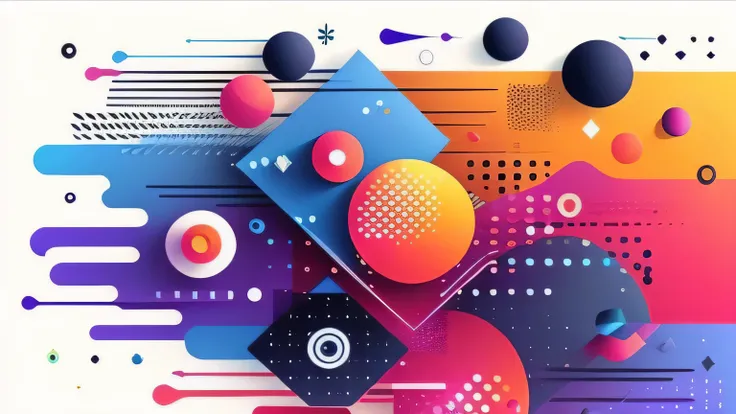 a colorful abstract background with geometric shapes and a lot of colors, abstract design, motion graphic, futuristic but colorful shading, 2d graphic design, colorful illustration, motion graphics, motion shapes color design, colourful digital art, graphi...