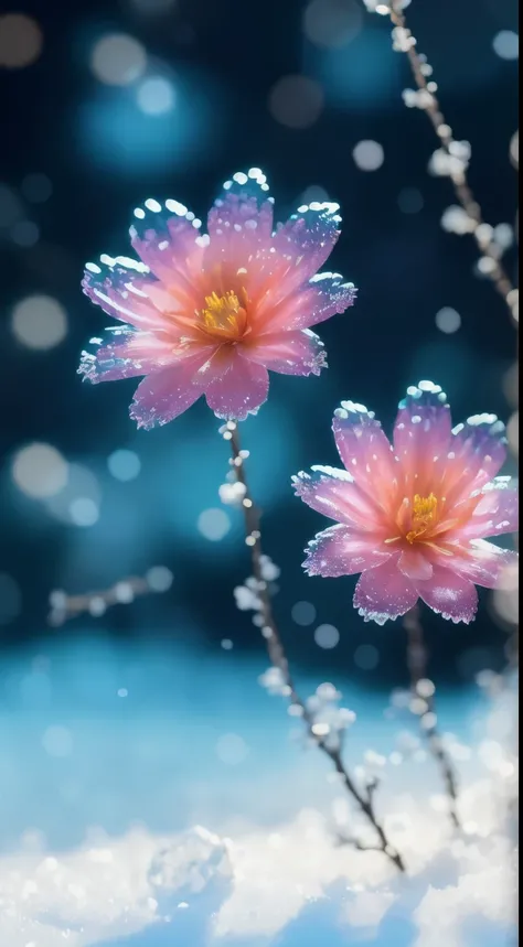 (best quality,4k,highres:1.2),ultra-detailed,realistic,crystal spring flowers,fantasy,intergalactic,cleanliness,Yuki,powdery snow,deep snow,cold snow,
sparkling,meaningful,colorful,
magical photography,dramatic lighting,photorealism,super-detailed,bokeh,ma...