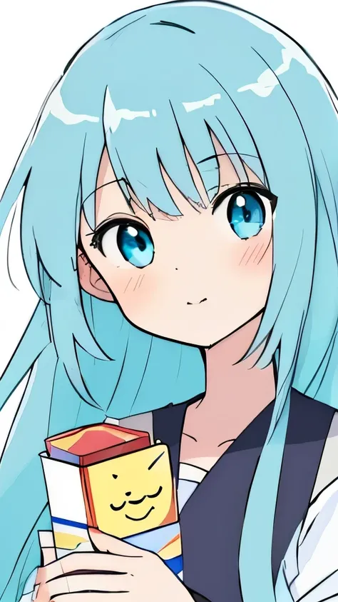 anime girl with blue hair and blue eyes wearing a white shirt, mikudayo, cute girl anime visual, anime moe art style, anime girl with teal hair, young anime girl, extremely cute anime girl face, anime best girls, anime twitter, cute anime face, cute anime ...