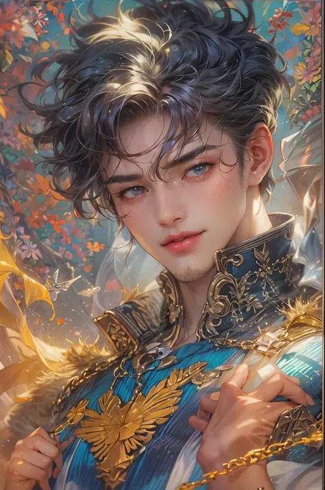 ((Best quality)), ((masterpiece)), (detailed), ((perfect face)), ((halfbody)) handsome face, male, teen boy,  perfect proportions , a male hero of the character from DC comics in a colorful outfit, detailed scenery background 