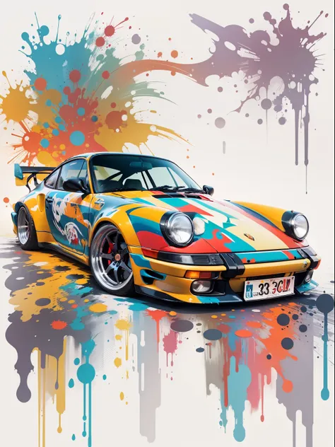 vector art, Colorful graffiti porsche 911 rwb
illustration, in the center, Bright colors, paint splashes and blots, high detail, whitebackground