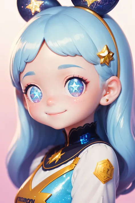 girl with、clean hair ornament, cute surreal bodies bien、(detailed eyes, eyes like gems, sparkling eyes:1.3) , a smile,  blue sky...