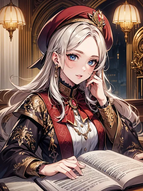 ((highest quality)),(ultra high resolution),(Super detailed),(detailed description),((best CG)),(best work of art),super precision art,amazing drawing art,(Fantasy art with precise details:1.5), (Female Scholar:1.5),(beautiful and well-shaped face:1.6),mon...