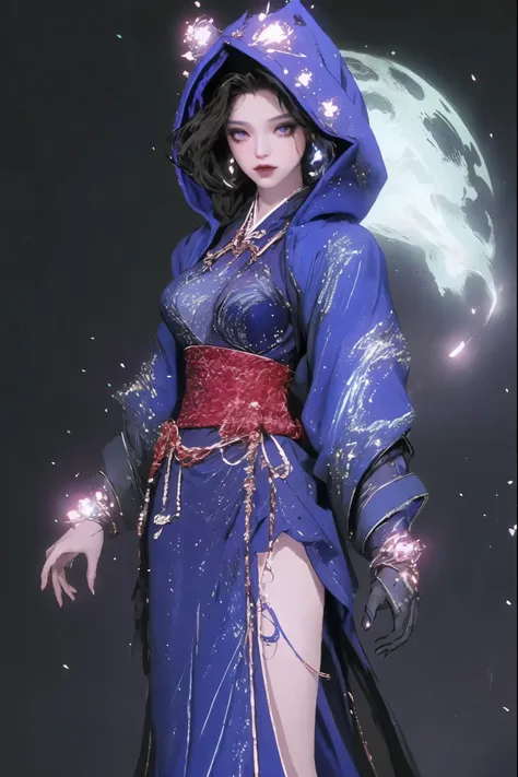 1 girl, masterpiece, very detailed,a man dressed in blue, astral witch clothes, flowing magic robe, wear your dreamy formal atti...