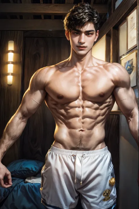 (absurdres, highres, ultra detailed, HDR), masterpiece, best quality, 1 boy, handsome face, korean boy, a guy with fine detailed face, sporty boy short hair anime eyes, face focus, hd background details, detailed indoor, art kenouji