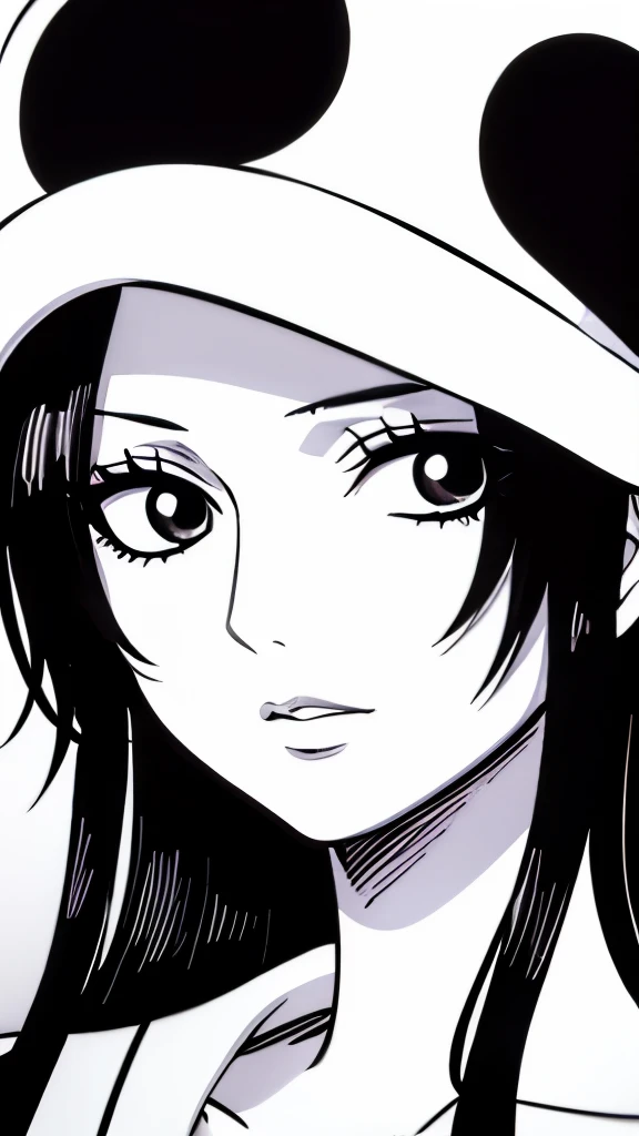 cartoon drawing of a girl with long hair and a hat, inspired by Junji Ito, Black and white manga style, Black and white manga panel, Black and white manga, Manga illustration, это в стиле Junji, Junji Itos artistic style, Close up of a young anime girl, Bl...