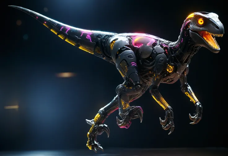 (futuristic:1.5,cyberpunk),(Black canvas background:1.4,blurred background:1.4), transparent Mechanical velociraptor, (transparent Mechanical body:1.2, mechanical limbs:1.2, gear joints, Glowing eyes, realistic scifi cyberpunk armo), (3d sculpture，renderin...