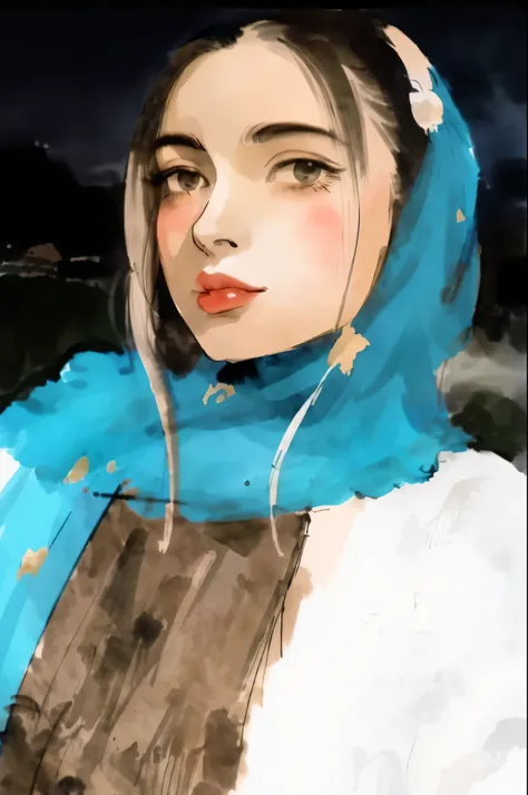 black and white tones:1.3, masterpiece, best quality, tradition chinese ink watercolor paintings:1.2, use thick and light inks to create light and dark changes and layers, a beautiful 20s girl, ultra detailed face