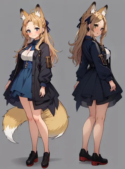 masterpiece: 1.6, highest quality: 1.4, live video: 1.2, intricate details: 1.2, 1 girl, alone, (blonde), long hair, french braid, single ~ sidelock, Forehead: 1.5, fox ears, big fox tail: 1.4, deep blue eyes, bright eyes, big breasts, exposed thighs:1.7, ...