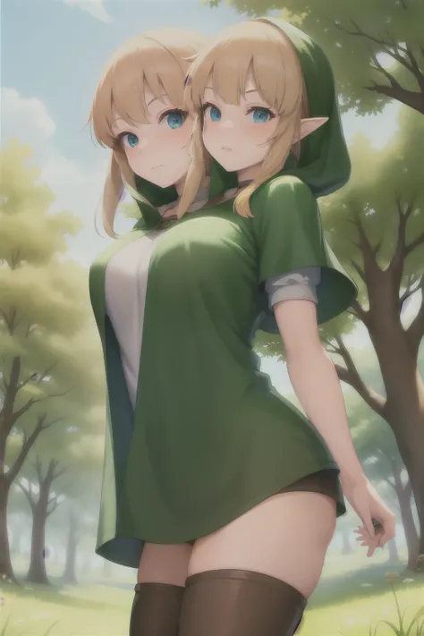 masterpiece, best_quality, 1girl, solo, linkle, nintendo, the legend of zelda, (two heads)