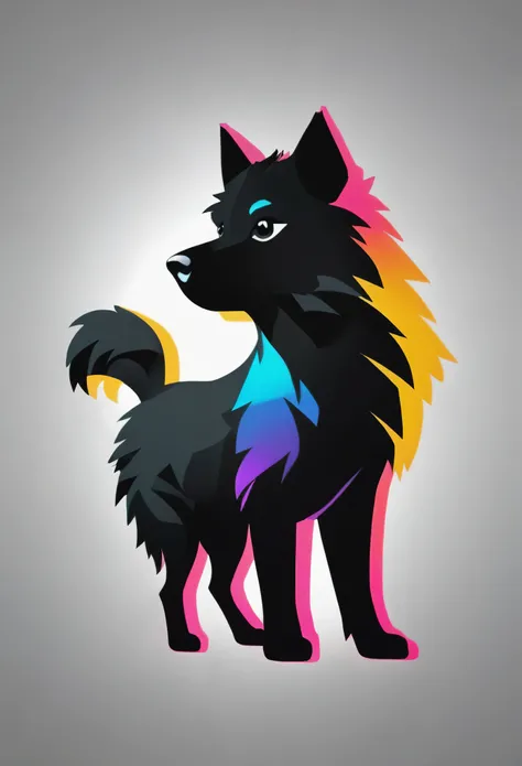 A stylized wolf in a minimalist logo, clean and simple strokes, incorporating elements of black magic such as shadowy drops that subtly intertwine in the figure of the toy-poodle, Execution, vector digital illustration, --ar 1:1 --v 5