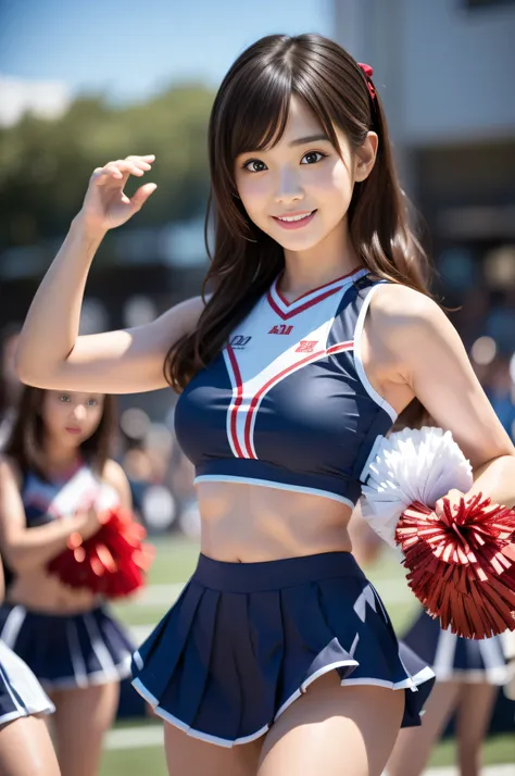 female cheerleader wearing  cheerleader costume, cheer dance, second time&#39;tzuyu, young and cute gravure idol, sleeveless top...