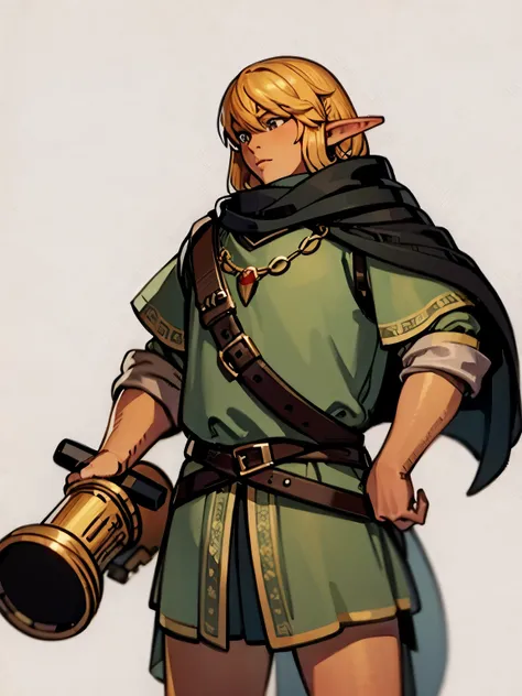 (tanned elf man:1.2), (high fantasy:1.2), (blacksmith outfit full clothing:1.2), (white background:1.2), (high resolution:1.2)