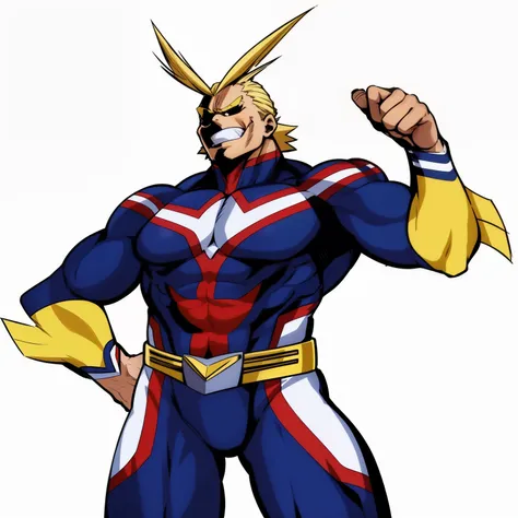 All Might from My hero academia, All Might,  { horikoshi_kouhei (style) }, {{ ultra_detailed }}, {{{ best_quality }}}, {{{ masterpiece }}},  { blush }, walking in the park, outdoors, anime style, my hero academia, boku no hero academia,