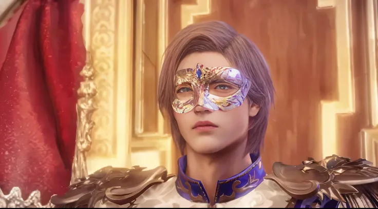 un gros plan d&#39;une personne portant un masque et un costume, armor focus on affronter, xqc, rendering of the unreal saint seiya engine, inspired by Li Mei-shu, cinématique des porteurs d&#39;ombres, guerriers de la dynastie, Zhao Yun, 8k highly detaile...