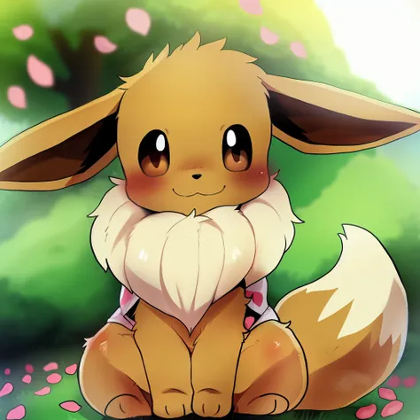 male, solo, pokemon (species), eeveelution, eevee, multi colored fur, smile, fluffy, shirt, t-shirt, clothing, hires, detailed, ...