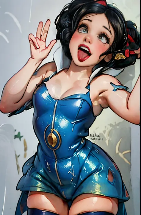 best quality, masterpiece, full body, woman, {snow white} {0-1$$light smile,} {0-1$$freckled face,|} (ahegao:1.5), (tongue out:1...