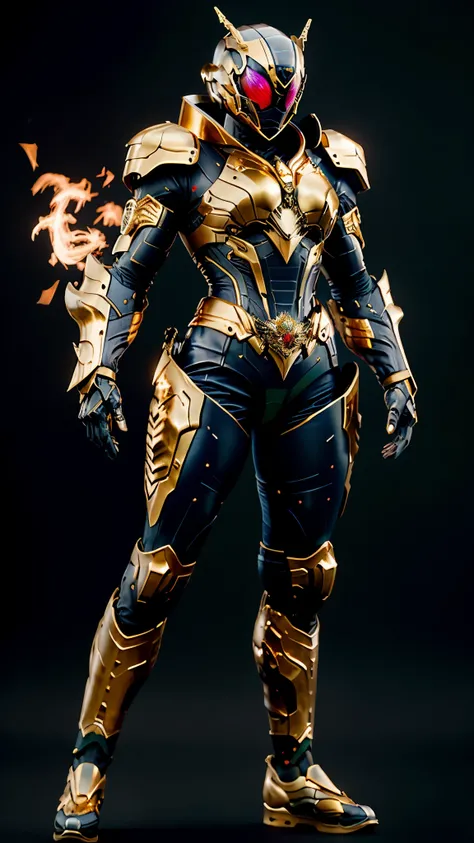 A woman adorned in fantasy-style full-body armor, a crown-concept fully enclosed helmet that unveils only her eyes, a composite layered chest plate, fully encompassing shoulder and hand guards, a lightweight waist armor, form-fitting shin guards, the overa...
