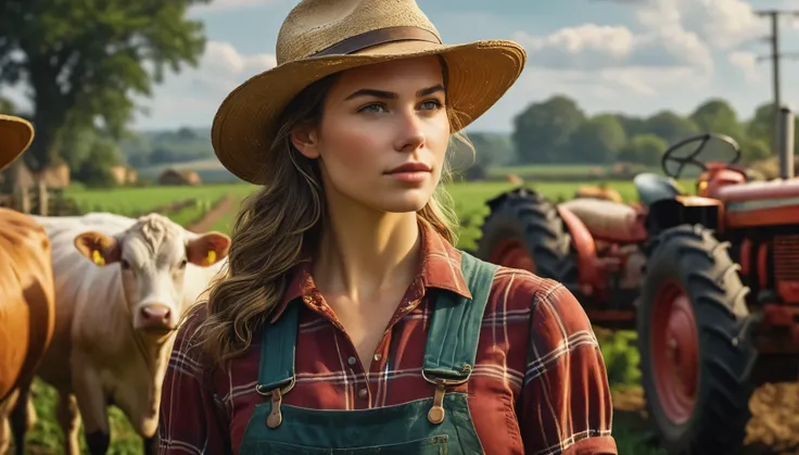 create an image demonstrating the style of ((Farmers Daughter)) style, hyper realism, 8k high definition, vibrant colors, sharp focus, insanely detailed