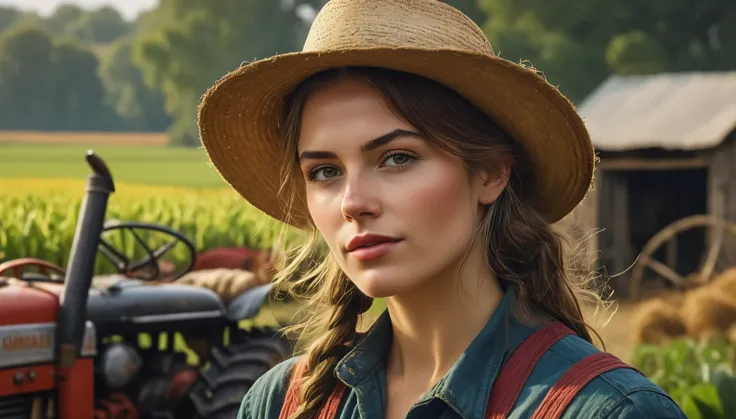 create an image demonstrating the style of ((Farmers Daughter)) style, hyper realism, 8k high definition, vibrant colors, sharp focus, insanely detailed