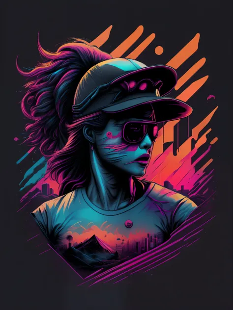 Atleta beisebol, Grafite inspirado, cores vibrantes, NEO Tokyo, futurista, arte vetorial, design de camiseta