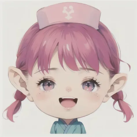 cartoon girl with pink hair and a pink hat with pink hair, cute characters, cute kawaii girl, Little cute, chibi, nurse girl, cute girl, Ruan cute vtuber, lovely woman, Cute cartoon characters, Gogo : :, smiling girl, joy, happy girl, pink iconic character...