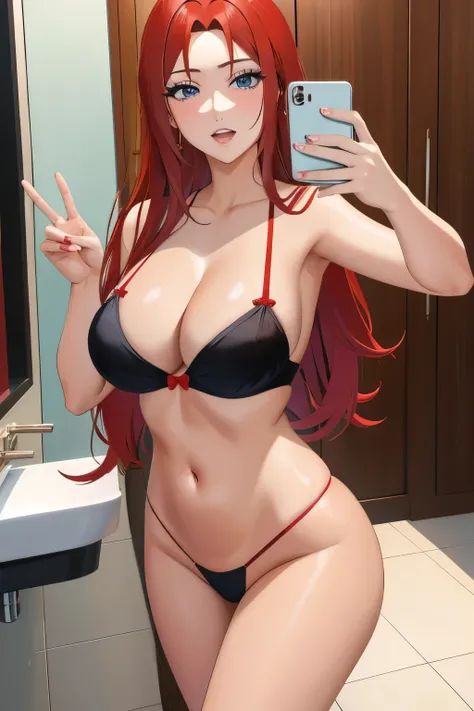 Rangiku Matsumoto in Rojo lingerie taking a selfie in a bathroom, Rojo hot, chica sexy, anna nikonova aka newmilky, Rubio, 21 years, mirada sexy, 22 years, muy sexy outfit, ava max, Rojo bra, muy sexy, 18 years, cuerpo sexy, Rojo body suit, Rojo, sha xi, c...