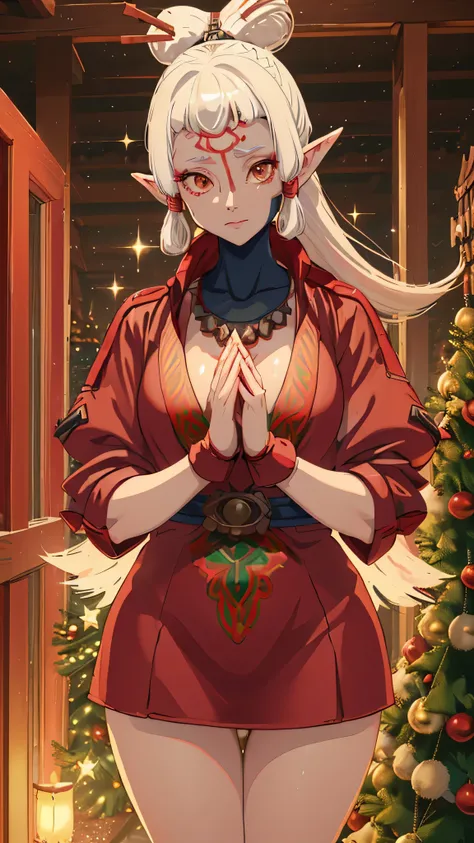 paya, cute elf ,girl, 1girl,((anime elf with extremely cute and beautiful white hair)),(((elf, elf ears))),((((white hair:1.35,ponytail braid hair,colored inner hair,ear breathing)))),(((red_eyes:1.3))),intricate eyes,beautiful detailed eyes,symmetrical ey...