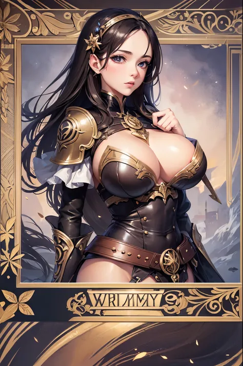 ((highest quality)),(ultra high resolution),(Super detailed),(detailed description),((best CG)),(best work of art),super precision art,amazing drawing art,(Fantasy art with precise details:1.5), (1 woman:1.6),warrior:1.6,big breasts:1.5,(Breast plate that ...