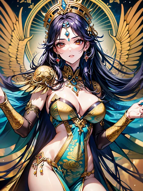 ((highest quality)),(ultra high resolution),(Super detailed),(detailed description),((best CG)),(best work of art),super precision art,amazing drawing art,(Oriental fantasy art with precise details:1.5), (1 woman:1.6),(beautiful and well-shaped face:1.6),(...