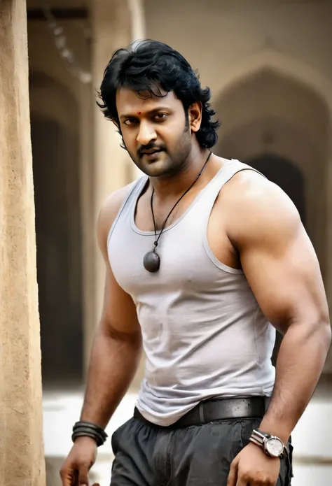 Prabhas six pack photos background wild full body blood