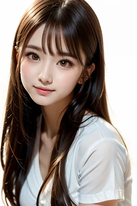 masterpiece, best quality, 8k, upper body, pale pink shirt, black pencil-skirt, kheehigh-boots, break, 18 years old, anna_girl, semi long hair, wavy hair, looking at viewer, smile, ultra realistic photography, sharp focus, face light, dynamic lighting, bre...