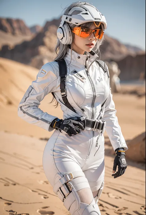 Cyberpunk Desert Nomad,
Sleek White Bodysuit,
Adorn in a sleek white bodysuit crafted from high-tech materials, featuring strategic paneling and integrated technology for both style and functionality in the cyberpunk desert landscape,
BREAK
Utility Belt an...