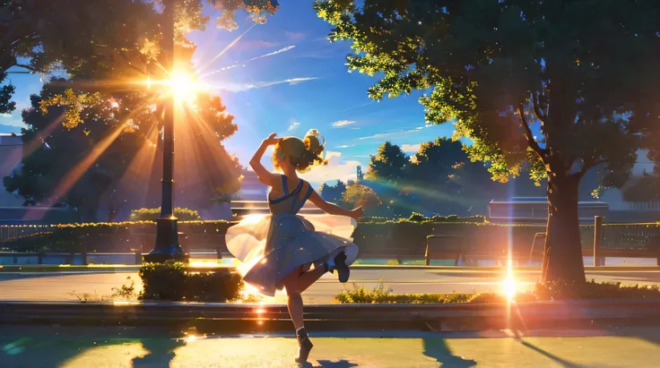 High resolution，high quality，High resolution，bright sunlight，Beautiful girl dancing