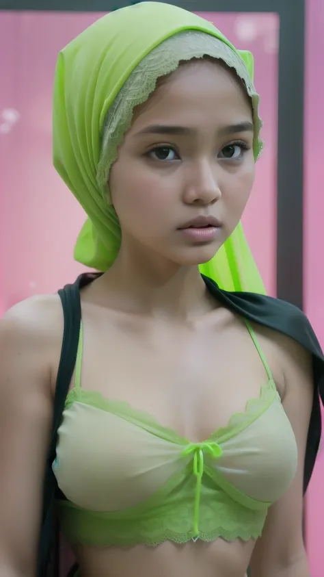 Naked, Angry pose, Angry face, (((HIJAB MALAY GIRL))), masutepiece, High quality, UHD 45K, Realistic face, Realistic skin feeling , A Japanese Lady, 8 years old, , Very cute and baby-like face, (((FLAT CHEST))), (MATRIX WORLD), ((look In front  at the came...