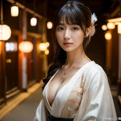 (8k、RAW photo、highest quality、masterpiece:1.2)、(realistic、Photoreal:1.35)、super detailed、超A high resolution、cinematic lighting、(((white kimono beauty)))、(((36 year old girl in Japan)))、(lots of cranes:1.5)、A worried expression、black hair、Lonely atmosphere、...