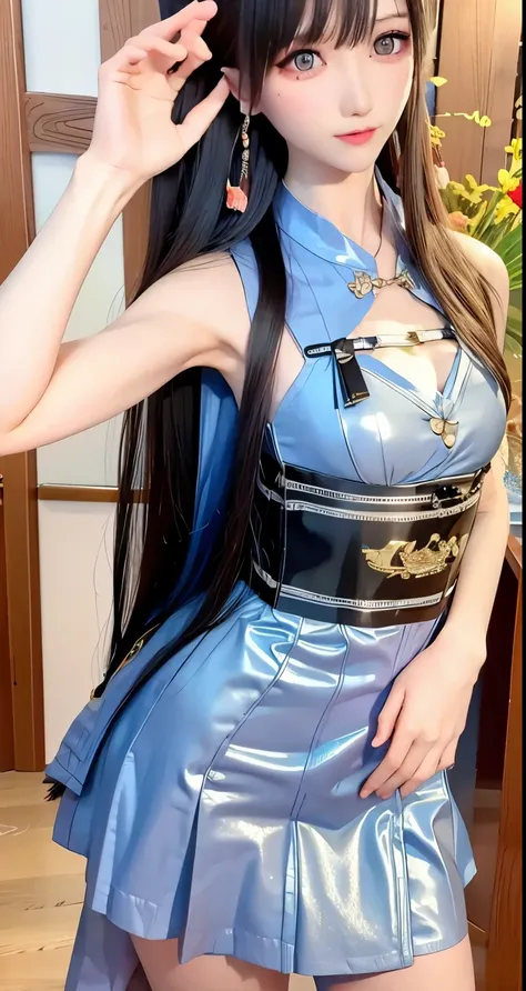 JK girls, Girl wearing Japanese women&#39;s uniform, 8k, very high image quality, Film texture, actual, eat japanese food, japanese background, depth of field, tatami room, warm light, bow on chest, Bangs, shoulder length hair, (playful eyes), double eyeli...