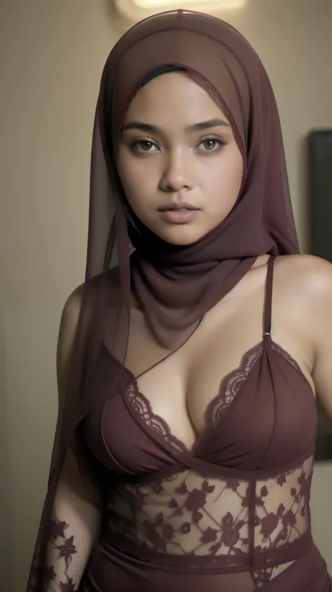 Naked, Angry pose, Angry face, (((HIJAB MALAY GIRL))), masutepiece, High quality, UHD 45K, Realistic face, Realistic skin feeling , A Malaysian Lady, 8 years old, , Very cute and baby-like face, (((FLAT CHEST))), (MATRIX WORLD), ((look In front  at the cam...