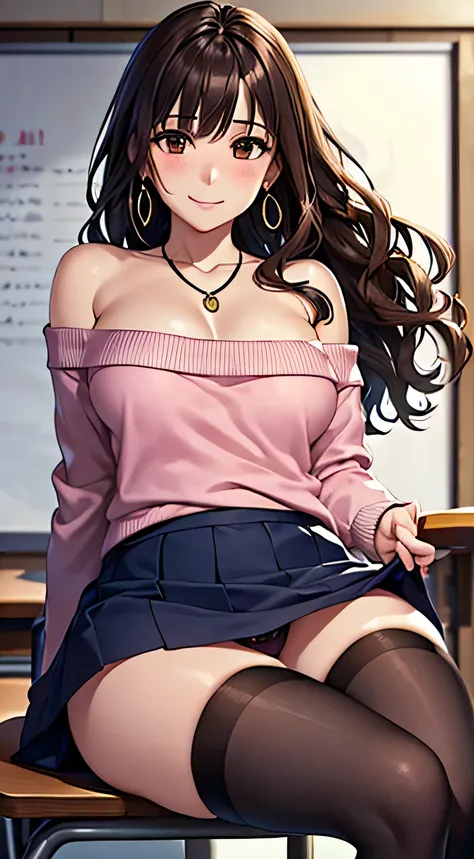 (table top, highest quality, High resolution, , perfect pixel, 4k,), 1 girl, single, alone, Beautiful woman、I could see the whole body、 ((Wavy mid-hair, bangs, brown hair)), ((brown eyes, beautiful eyelashes, realistic eyes)), ((detailed face, blush:1.2)),...