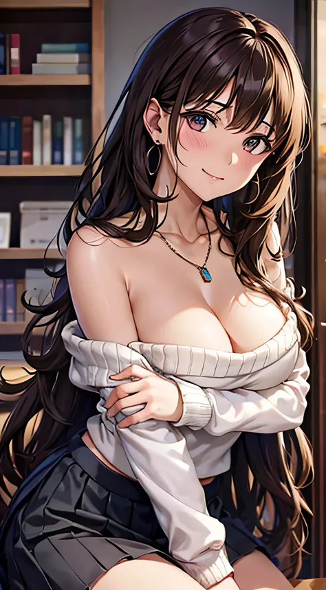 (table top, highest quality, High resolution, , perfect pixel, 4k,), 1 girl, single, alone, Beautiful woman、I could see the whole body、 ((Wavy mid-hair, bangs, brown hair)), ((brown eyes, beautiful eyelashes, realistic eyes)), ((detailed face, blush:1.2)),...