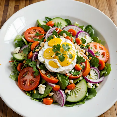 Raw vegetables salad, in a plate 