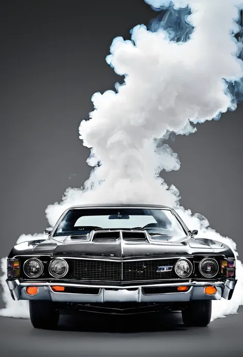 comics，Cool，Dynamic，Gray background，smoke，car lights on