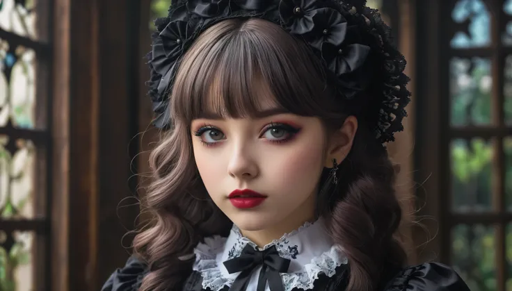 create an image demonstrating the style of ((Gothic Lolita)) style, hyper realism, 8k high definition, vibrant colors, sharp focus, insanely detailed