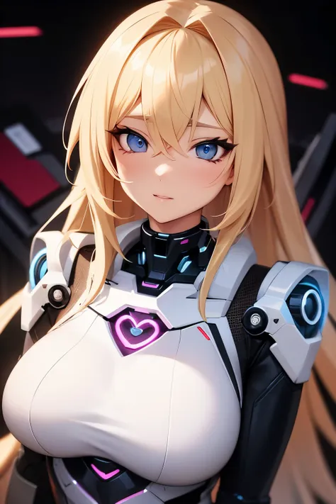 blonde cybergirl with a robot heart