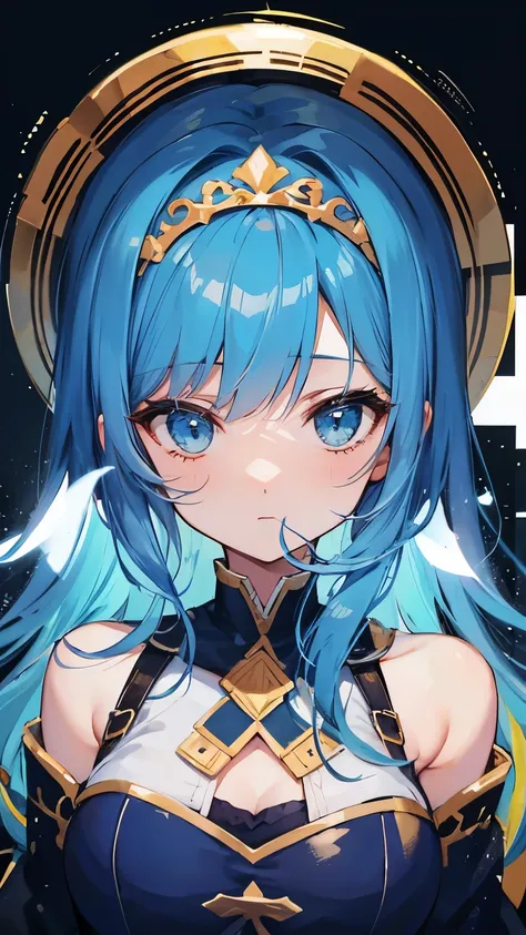 BLUE hair, white Girl, celestial Girl, retro anime 