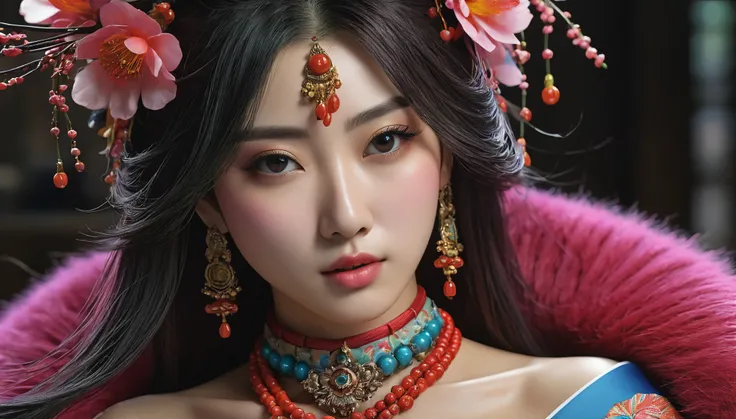 create an image demonstrating the style of ((Jirai Kei)) style, hyper realism, 8k high definition, vibrant colors, sharp focus, insanely detailed, enormous tits